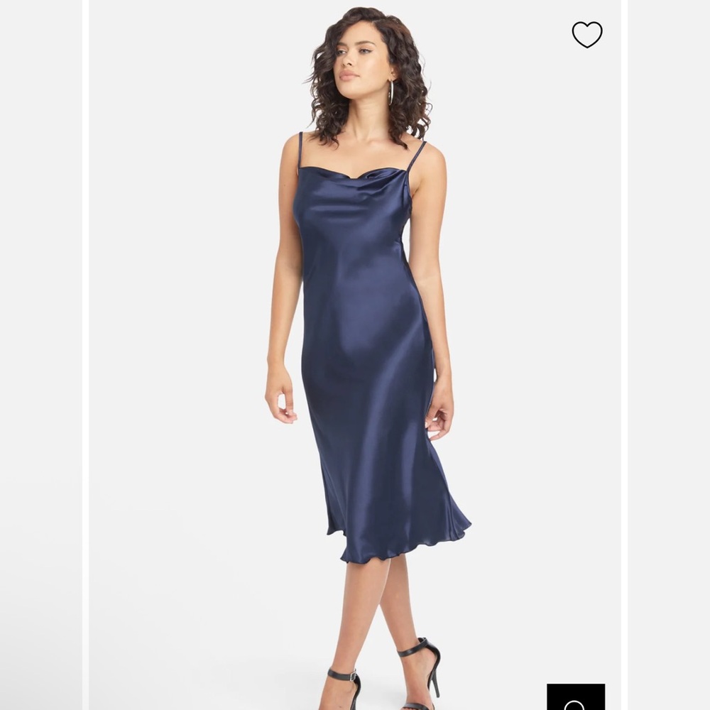 bebe Navy Satin Cowl Midi Dress new no tags